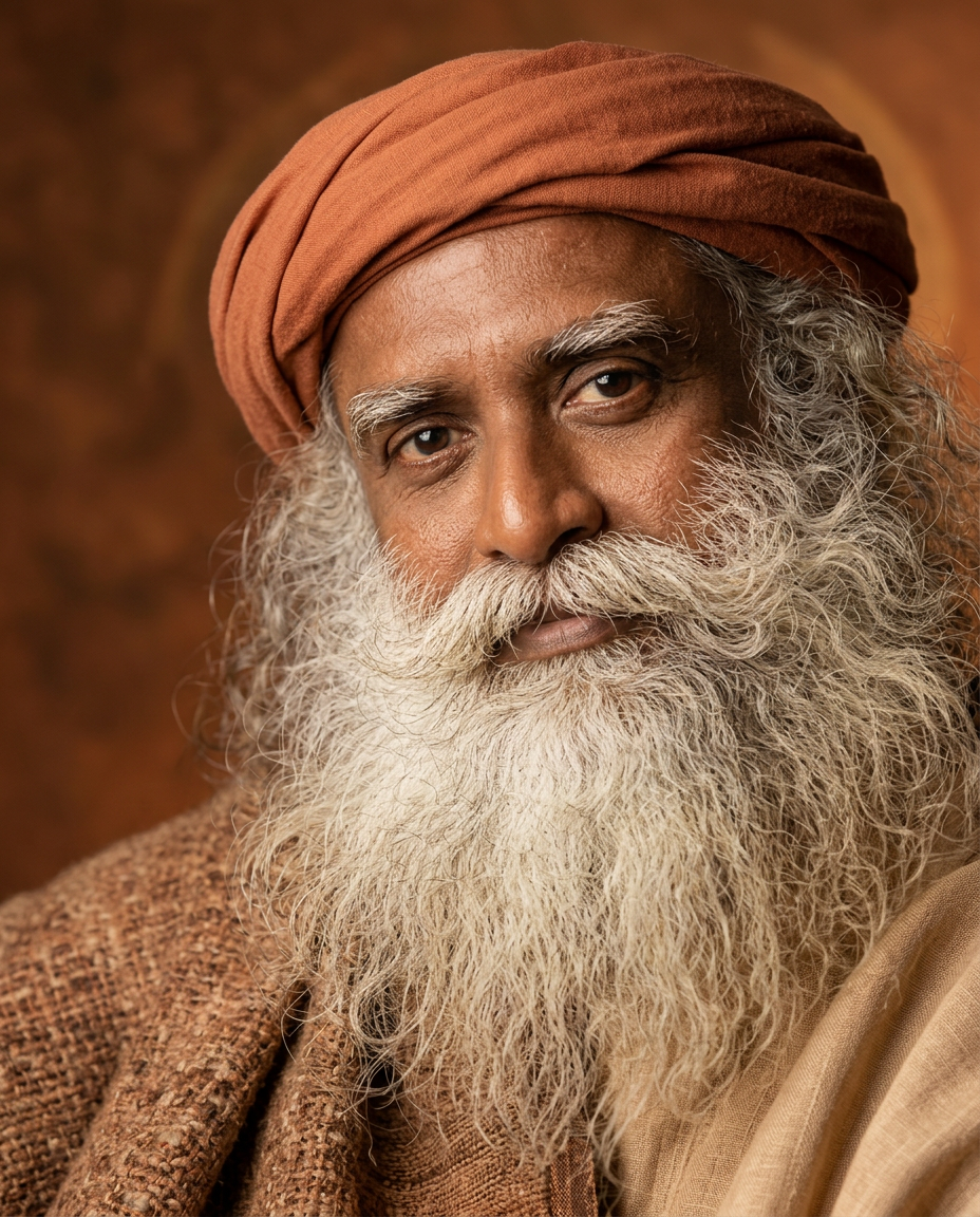 Illustrated portrait of Jaggi Vasudev